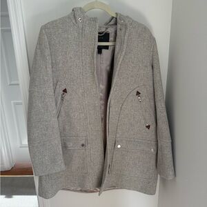 J. Crew Light Gray Hooded Coat Size M